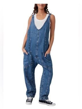 Free people high roller Blue Denim Overalls for Women